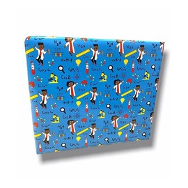 Makena Prints All Occasion Science, Technology, Enginerring, Math, Computer Science S.T.E.M Premium Wrapping Paper with Cut Lines on Reverse (30 inches by 16 feet; 40sq ft per roll) for Birthdays, Weddings, Bridal Showers, Baby Showers, and more (Blue)
