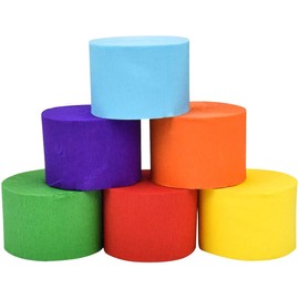 ANCLLO Crepe Paper Craft Streamers Hanging Decorations Party Decoration 6 Colors for Festival Birthday Party Wedding