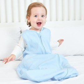 Sosomi 3-Pack Organic Cotton Wearable Blanket Baby Sleep Sack 0.5 TOG Toddler Sleeping Bag 6-12 Months 2-Way Zipper M Size