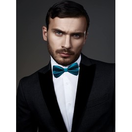 DiBanGu Pajarita de cachemira negra y dorada para hombre, ajustable, con pajarita de moño, 14-Turquesa, Talla única