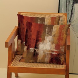 Brown Burnt Orange Abstract Pillow Covers 18x18 Inch 2 Pcs Vintage Rust Art Painting Decor Throw Pillows Modern Geometric Outdoor Decoration Pillowcase Polyester Cushion Cover for Couch Sofa Bed