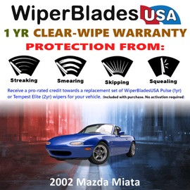 WiperBladesUSA Wiper Blades Set w/ 1yr warranty compatible with Mazda Miata 2002 Wipers (Set of 2) Pulse Wipers