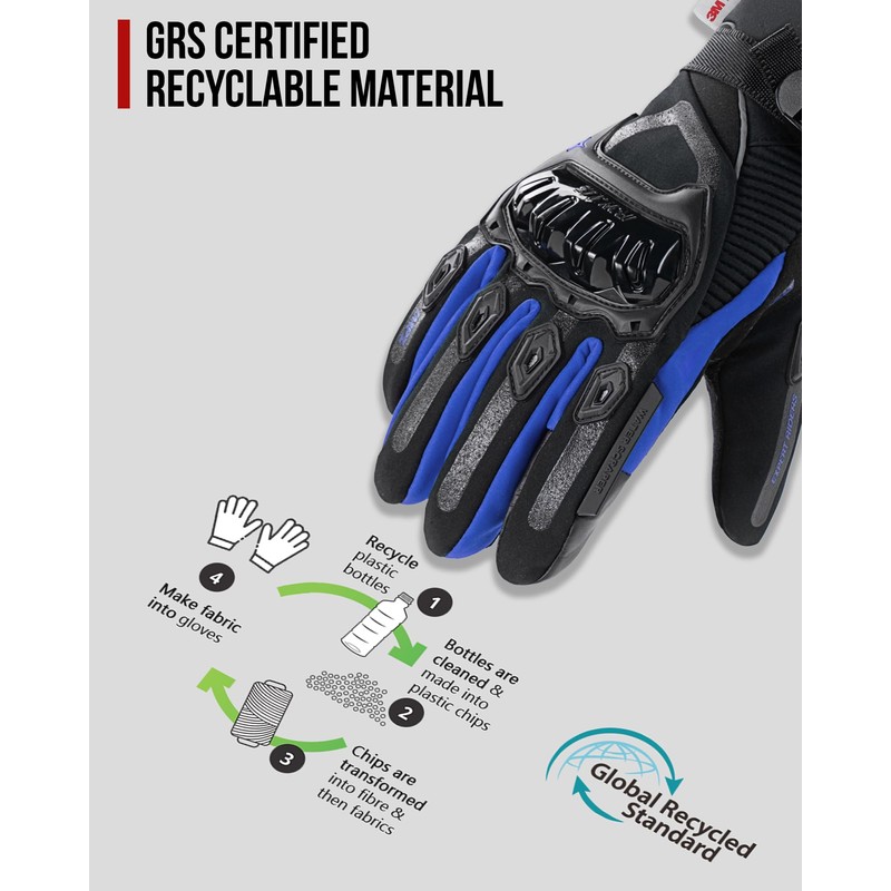 IRON JIA'S Motorcycle Gloves Winter Cold Weather Warm Touchscreen Waterproof