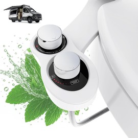 Terapaton RV Bidet Toilet Seat Attachment, RV Bidet for Camper Toilet with Dual Nozzles, Self/Rear/Front Cleaning, Non-Electric, Adjustable Water Pressure, Fresh Water RV Bidet Sprayer