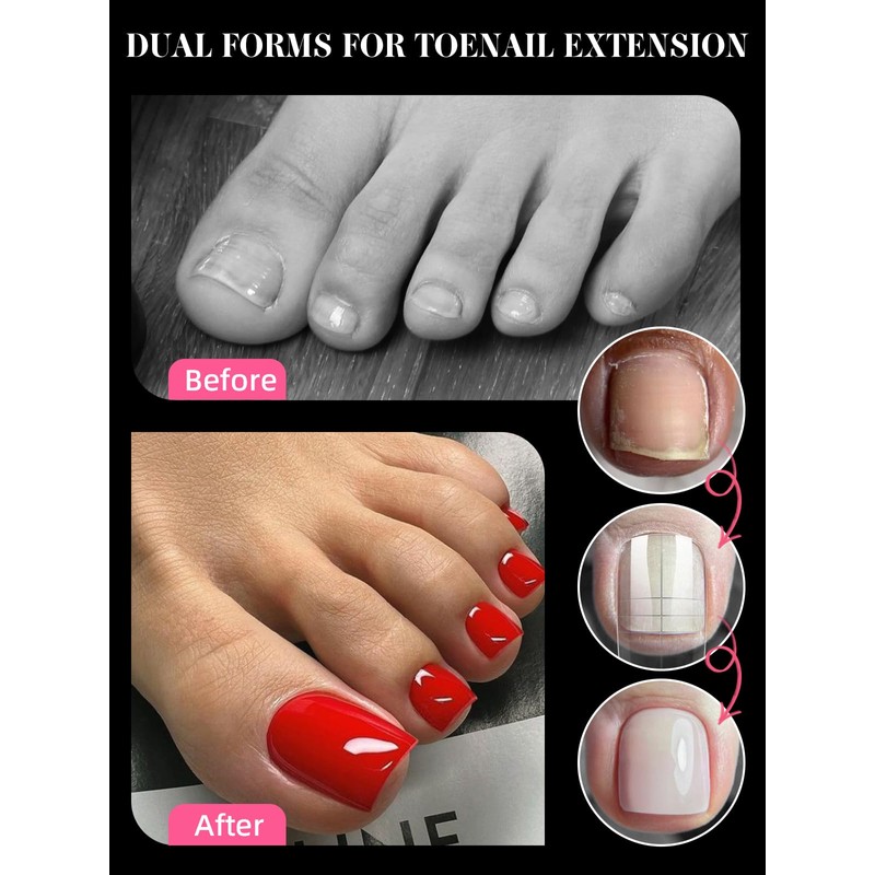 EBANKU 300 Pcs Toe Dual Nail Forms for Poly Extension