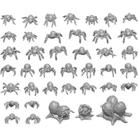 Greenstuff World 3D-Printed Set Small Spiders, Resin Toy Figures for 1:48-1:35 Miniatures, Ideal for DND, Warhammer, Bases, Dioramas, and Accessories 12296