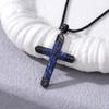 YYB Cross Necklace for Men Black Cross Lapis Lazuli Chain