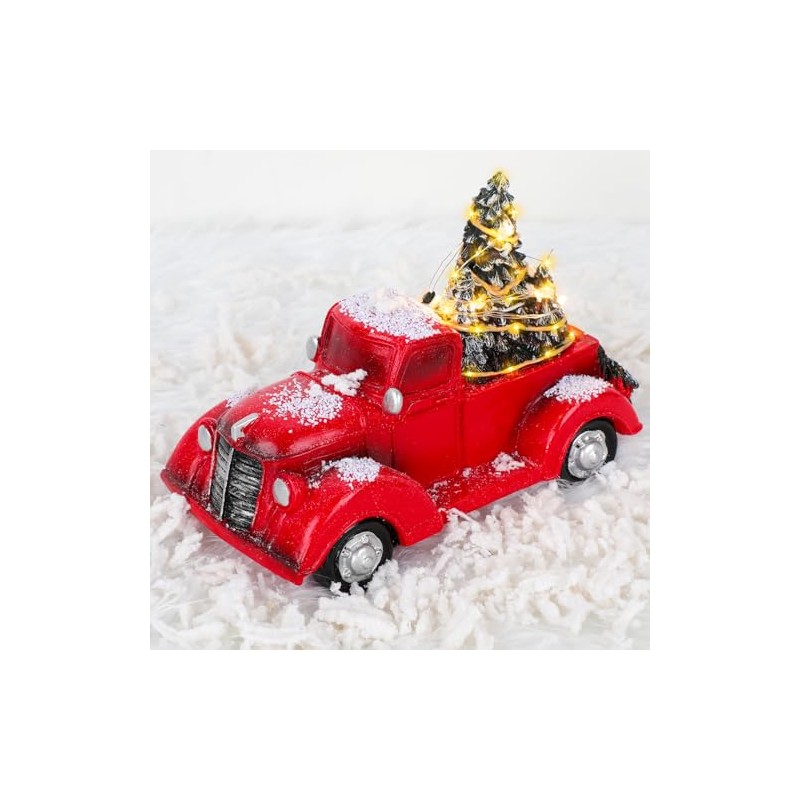 ASVEL 17 cm Camión Casa de Campo Rojo, Decoracion Navidad