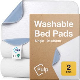 2 x PULP Essential Washable Incontinence Bed Pads | For Single Beds | Maximum Absorbency 100% Leakproof Kylie Sheets | Reusable Waterproof Bed Wetting Sheets For Adults, Children & Babies