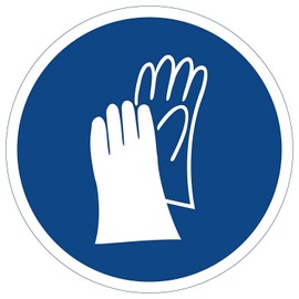 Hand Protection Use Sticker Sign, Mandatory Sign to DIN 4844/2 with UV Protection