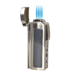 Visol Maui Butane Quad Torch Refillable Gas Table Lighter, Built in Punch, Build in Scissors, Windproof Adjustable Flame Lighter (Shipped Without Butane)