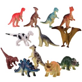 U.S. Toy Miniature Dinosaur Toys for Boys and Girls, Assorted Plastic Toy Dinosaurs, Styles and Colors, Lot of 12, Toys for Kids 3-5 and Older