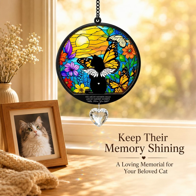 Cat Memorial Gift for Loss of Cat,Memorial Window Hanging