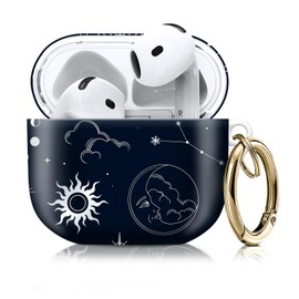 Compatible with AirPod 4th Gen Case with Keychain, Shockproof Protective Cover for Wireless Earbuds - Lightweight & Durable Design for Women Men Girl (Boho Sun)