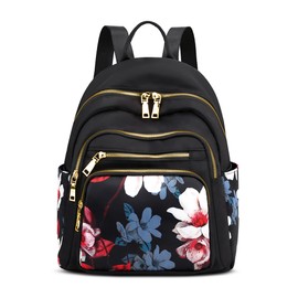 FOLOVEYA Backpack for Womens Anti Theft Waterproof Rucksack Lightweight Casual Daypack Stylish Floral Backpack Modern City Shoulder Bag for Women Travel City School College Work Polyester Bag Pink