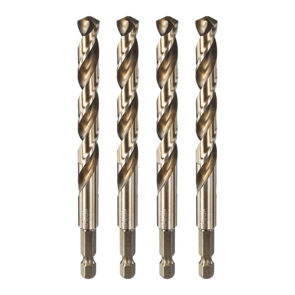 HARFINGTON 4pcs 1/4" Hex Shank Drill Bit 23/64" Gold Oxide