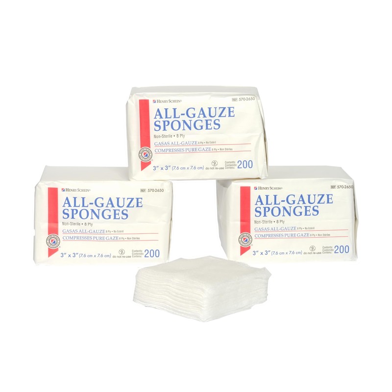 Henry Schein 200/Pack Non-Sterile Gauze Pads 3’’ x 3’’ for