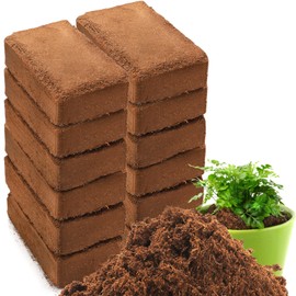 ZENFUN 12 Packs 17 lb Coco Coir Organic Brick for Plants, 100% Natural Coconut Coir Pith, Compressed Coco Bricks, Coco Fiber for Soilless Gardening, High Nutrition Coconut Soil Coco Fiber