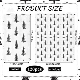 120Pack Christmas Paper Napkins Black White Xmas Tree Printed Disposable Paper Hand Towel for Winter Holidays Christmas Party Tableware Supplies (Long)