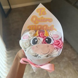 CUTE COW ROSE BOUQUET handmade flower - Cow Bouquet: Pink Cow