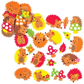 Baker Ross AC105 Hedgehog Foam Stickers (Pack of 120), Asst Colours, 2.5-4.5 cm