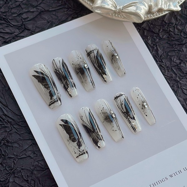 LARSOOY Handmade Press on Nails | Long Coffin Nails with