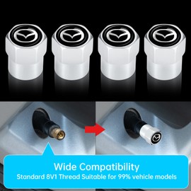 Tire Valve Stem Cap,Wheel Caps Compatible with Mazda CX-5 CX-7 CX-8 M6 MX5 RX7 RX8 A8 CX9 MX6 Series All Models, Metal Air Valve Cover Car Accessories,Not Made by Mazda,4 Pcs(Silver)