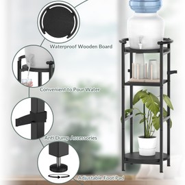 NOVIMANGO Water Dispenser Floor Stand, Water Jug Stand for 1-5 Gallon, Sturdy Water Stand with Shelves, 3 Tier Water Dispenser Storage(36.5" H-11.8" W),Water Jug and Plant Stand