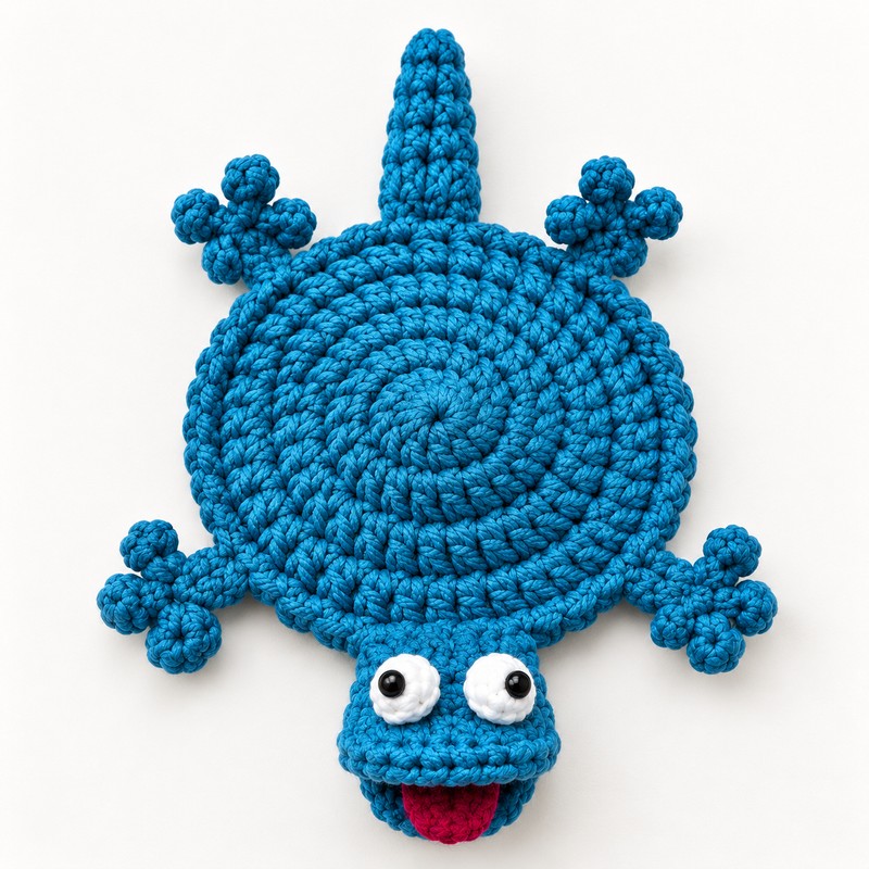 Blue Lizard Crochet Cup Coaster for Coffee & Tea –