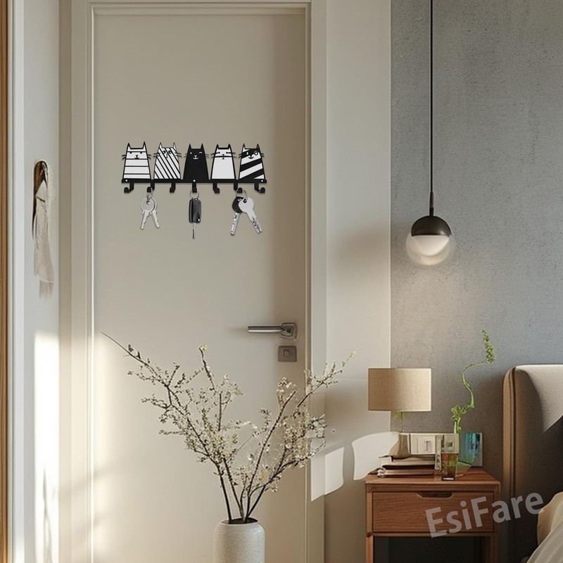 EsiFare Key Hook, Entryway, Cat, Wall Hook, Cat, Keychain, Cute
