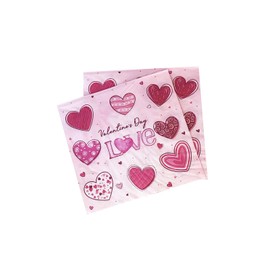 40 Pcs Valentine's Day Paper Napkins Pink Heart Disposable Napkins Cocktail Engagement Napkins Dinner Lunch Love Heart Napkins for Valentine Wedding Anniversary Party Supplies 6.5"
