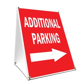 A-Frame Sidewalk Additional Parking with Arrow Sign with Graphics On Each Side | 18" X 24" Print Size