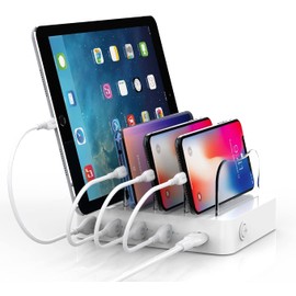 SOOPII Charging Station for Multiple Devices, 4-Port Charger Station with 4 Charging Cables Included,Charge Station for for Phones and Other Electronics