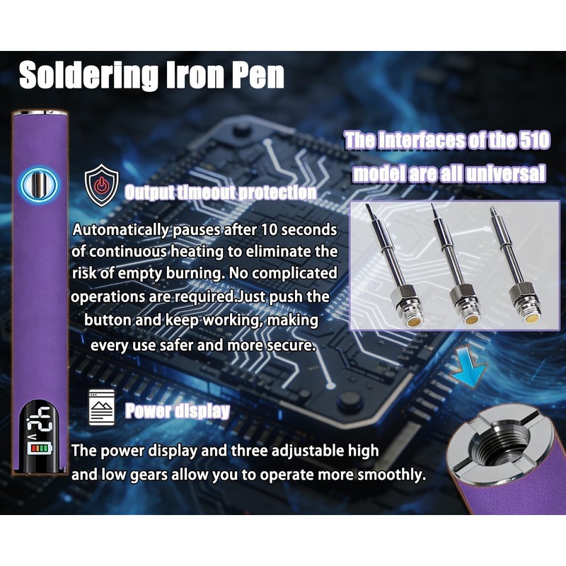 Soldering Pen Battery LCD 2.7V/3.4V/4.2V, Rechargeable Thread Burner kit
