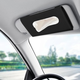 Car Visor Tissue Holder, Premium PU Leather Car Tissue Holder, Universal Vehicle Mask Holder Tissue Dispenser with Tissue Refill for Visor & Backseat, Car Interior Accessories Universal for Most Cars