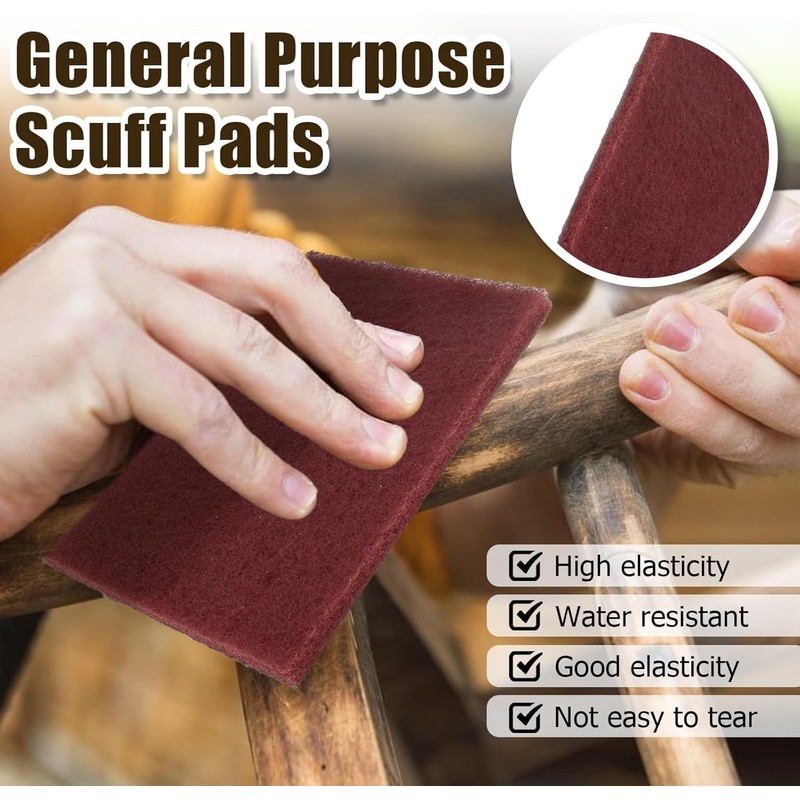 Nukogcd Industrial Scouring Pads, Red Abrasive Finishing Pads, 2-Pack