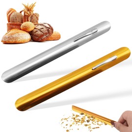 EORPAVU Household Dustpans, 2 Pieces Stainless Steel Table Crumb Collector, Stainless Steel Table Crumb Remover for Dining Table, Stainless Steel Crumb Scoop (Gold Silver)