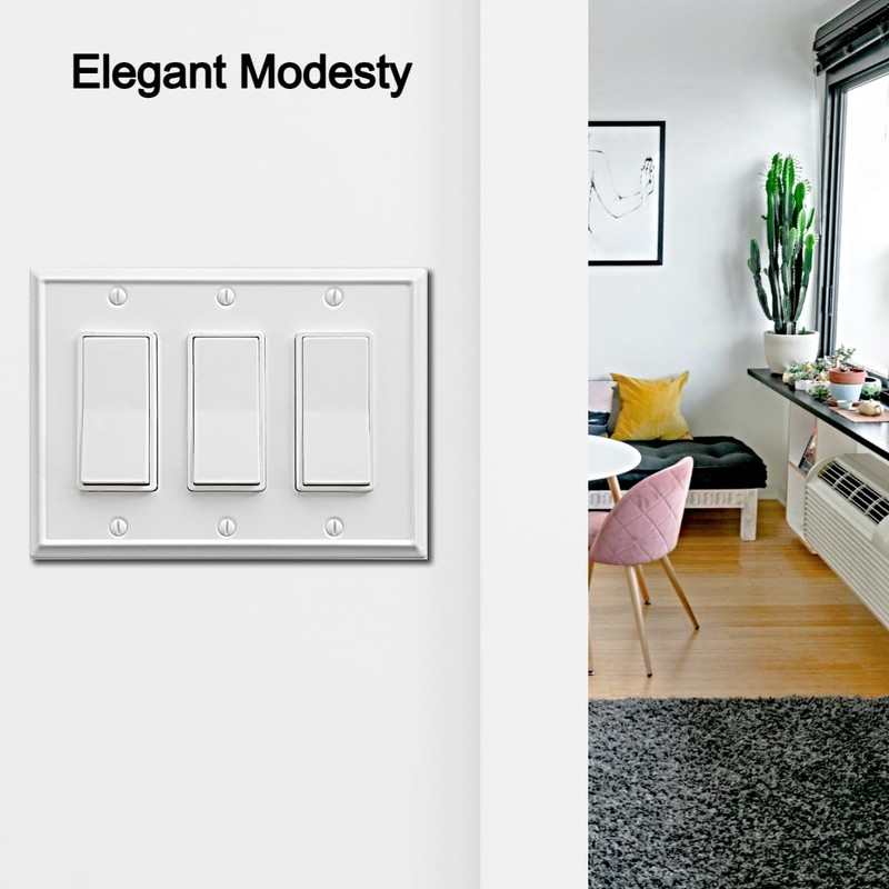 OKAWYC Triple Decorator Light Switch Cover Aria Metal Wall Plate,