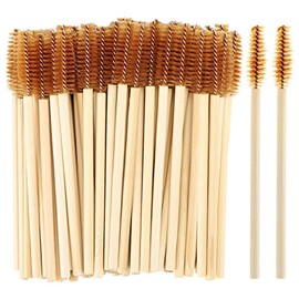100 varitas de rímel desechables, brocha de bambú para extensiones de pestañas, cepillos de cejas con bobina, kits de maquillaje aplicador de varita de pestañas, color café