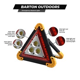 Barton Outdoor Red Emergency Roadside Safety Light with Charging Port – Hazard Warning Light for any Vehicle
