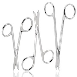 Suture Stitch Scissors Set (3-Piece) – 3.5”, 4.5”, 5.5” Premium Stainless Steel with Delicate Hook for Suture Removal, First Aid, and EMS Training