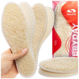 SULPO 2 Pairs of Insoles with Sheep's Wool - Warm Insulating Winter Wool Shoe Insoles - Thermal Shoe Insoles with Natural Sheep's Wool - Insoles for Winter Shoes - 41