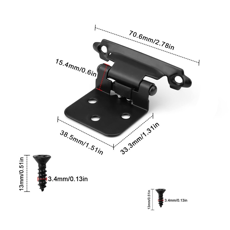 Pack of 8 Small JANDH 1.4 mm Black Mini Hinges,