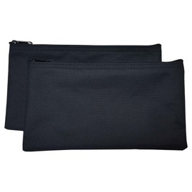 Cardinal Bag Supplies Travel Zipper Bags 11 x 6 inches Small Compact Portable Black Zippered Cloth Pouches 2 Pack CW