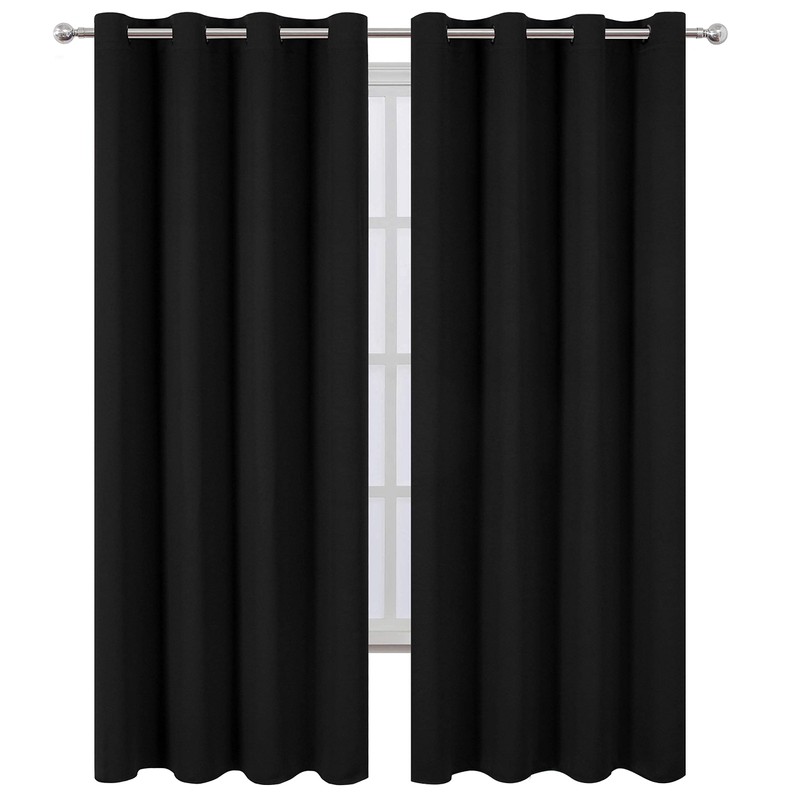LEMOMO Blackout Curtains 52 x 84 inch Black Curtains Set