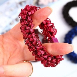 Hair tie, bun, colored popcorn band, hair rubber band, women's hair tie / 헤어끈 똥머리 컬러 팝콘 밴드 머리고무줄 여자머리끈