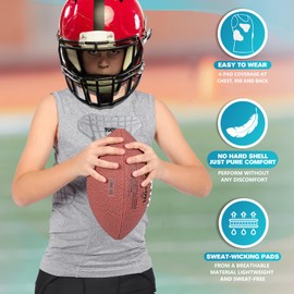 TUOY Youth Padded Shirt Chest Rib Protector Heart Guard Sternum Protective Compression Shirt for Baseball Football Basketball Lacrosse - X-Large