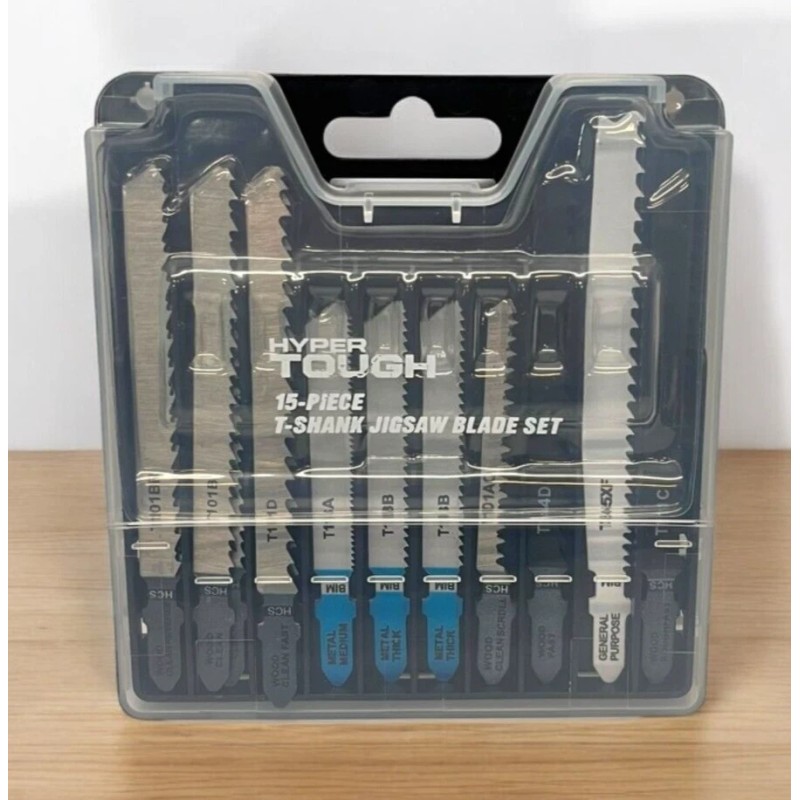 Hyper Tough 15-Piece T-Shank Jigsaw Blade Set For Wood Metal