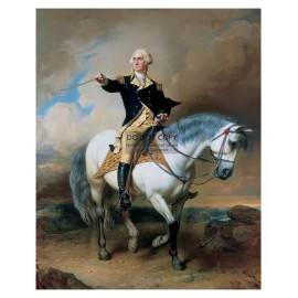 PRESIDENT GEORGE WASHINGTON RIDING HORSE WITH SWORD PAINTING 8X10 FRAMED PHOTO