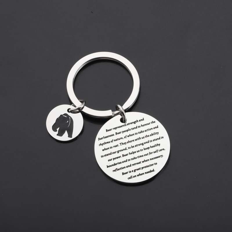 Bear Keychain Bear Lover Gift Inspirational Bear Gift for Animal